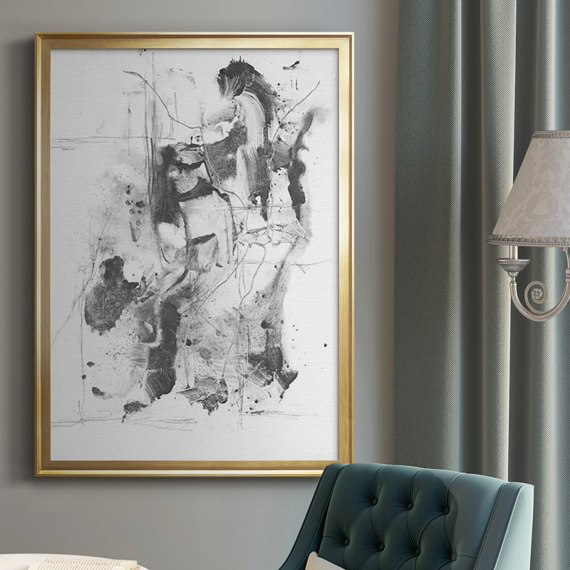 Graphite abstrait I, reproduction encadrée de qualité supérieure - prête à être accrochée, Or, H 42,5 po x l 30,5 po x P 1 po
