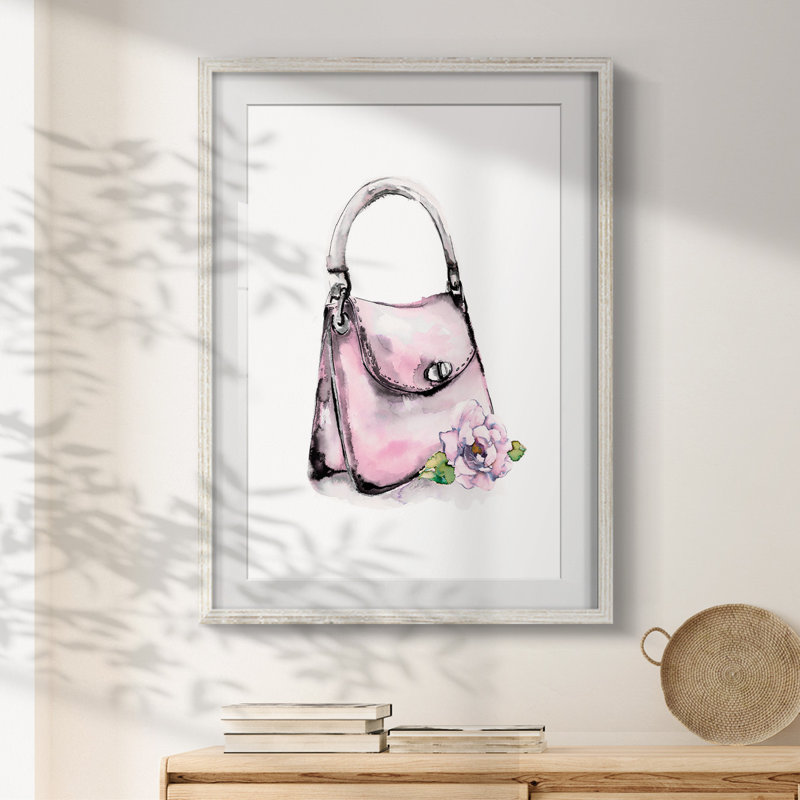 Top Handle Bag -Framed Print, 25.5" H x 17.5" W, White