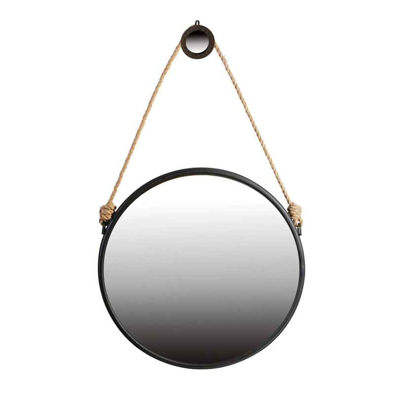 Miroir suspendu suspendu avec sangle de corde pour la salle de bain, la chambre à coucher