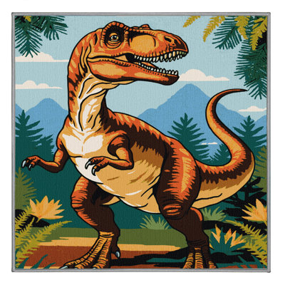 Machine Washable Dinosaurs Brown Area Rug