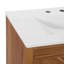 30 Inch Freestanding Farmhouse Bathroom Vanity with Integrated White Ceramic Sink Top, Smooth Finish Natural Acacia Wood Veneer Herringbone Chevron Cabinet, Soft Close Doors & Full Extension Drawer, B
