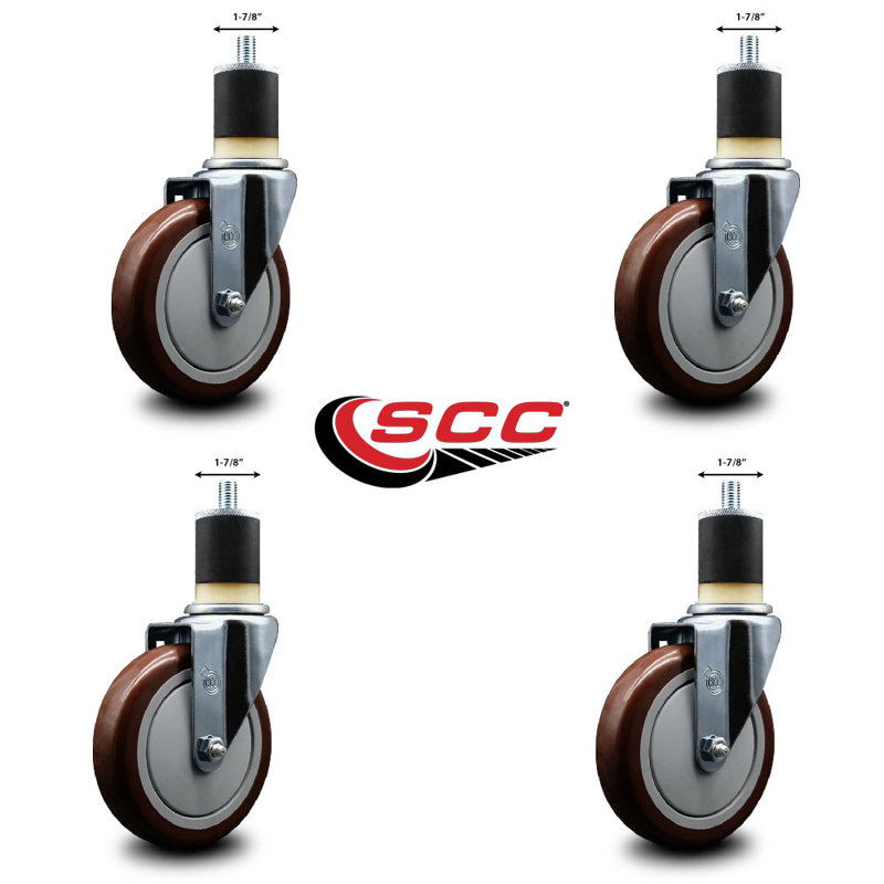 Ensemble de roulettes extensibles en poly pivot de 1-7 / 8 pouces SCC, Marron