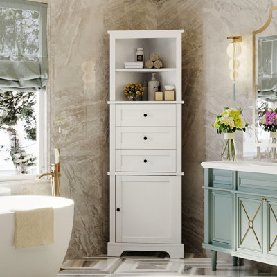 Triangle Storage Corner Cabinet Tall Cabinet With 3 Drawers And Adjustable Shelves