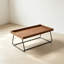 40. Table basse moderne en placage de noyer de 16 pouces