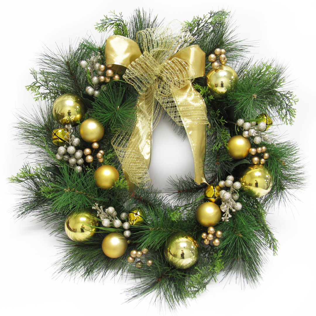 24" Deluxe Ornament Berry Pine Wreath The Holiday Aisle® Wreath 