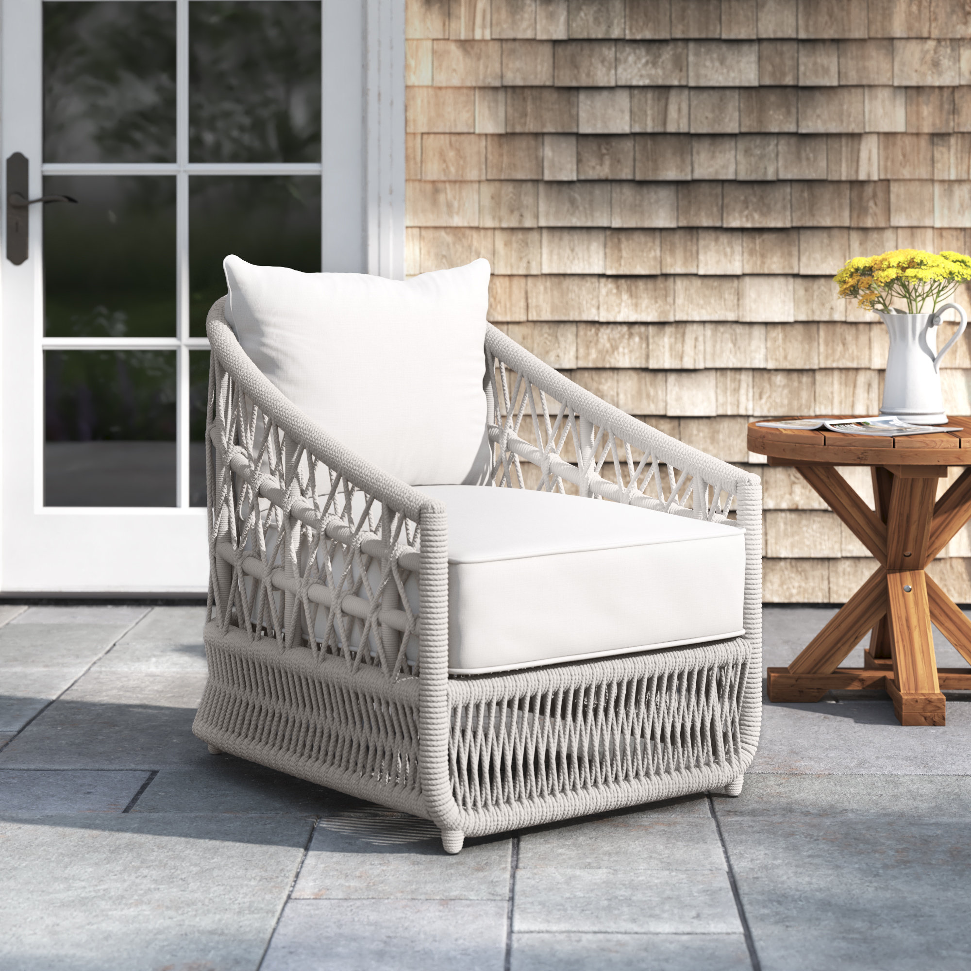 Lucan Patio Chair with Sunbrella Cushions, Linen Canvas Sunbrella® Canvas
