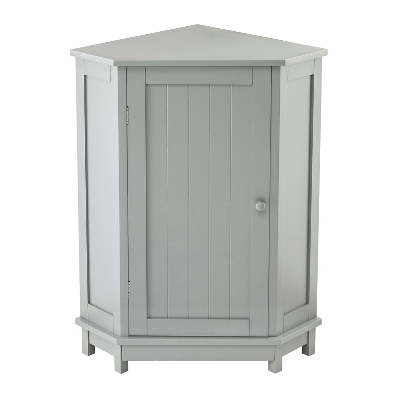 Modern Style Grey Triangle Corner Storage Cabinet With Adjustable Shelves For Living Room And Entryway. - Bathroom Ample Shelves. Durability