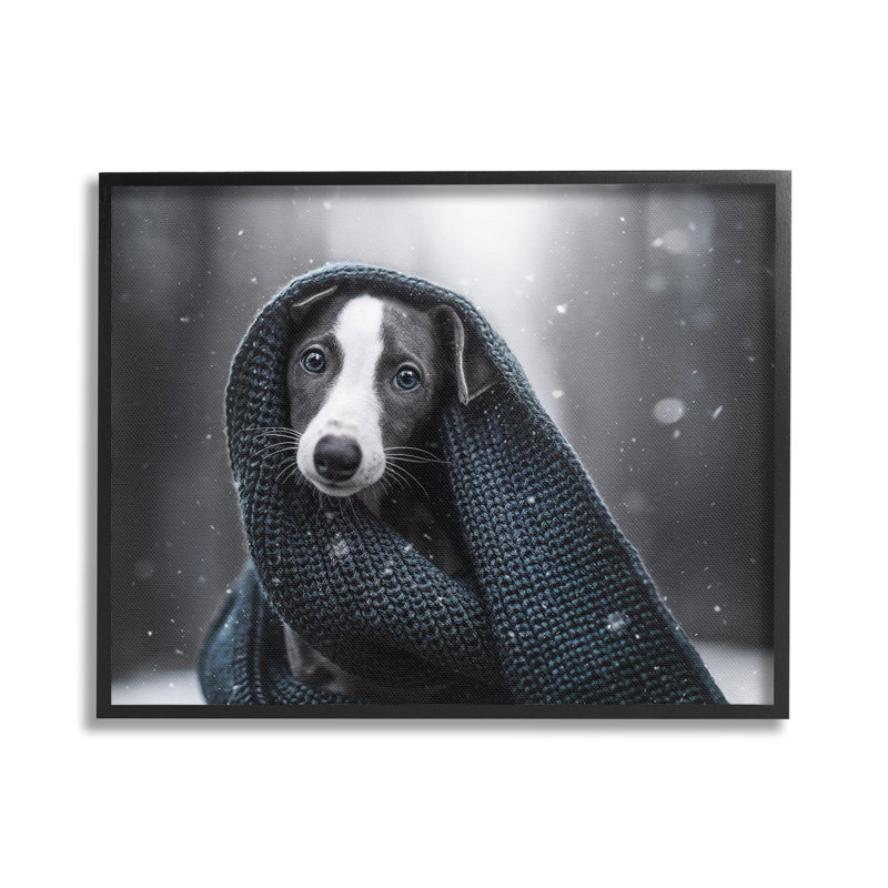 «Dog with Winter Winter», art de la giclée encadrée par Natalie Grosse, Estampe numérique Farmhouse, H 24 po x l 30 po