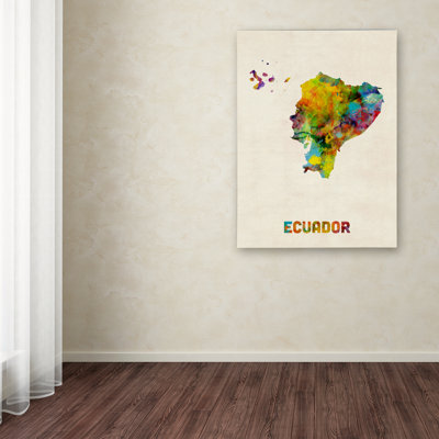« équateur aquarelle map », impression sur toile tendue