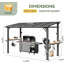 Pavillon de jardin 12 x 6 pi avec panneau en polycarbonate, pavillon de barbecue extérieur toutes saisons avec toit en acier incliné, pavillon de barbecue avec 2 tablettes latérales et crochets
