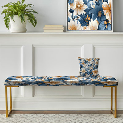 Banc bleu rembourré floral Finesse III