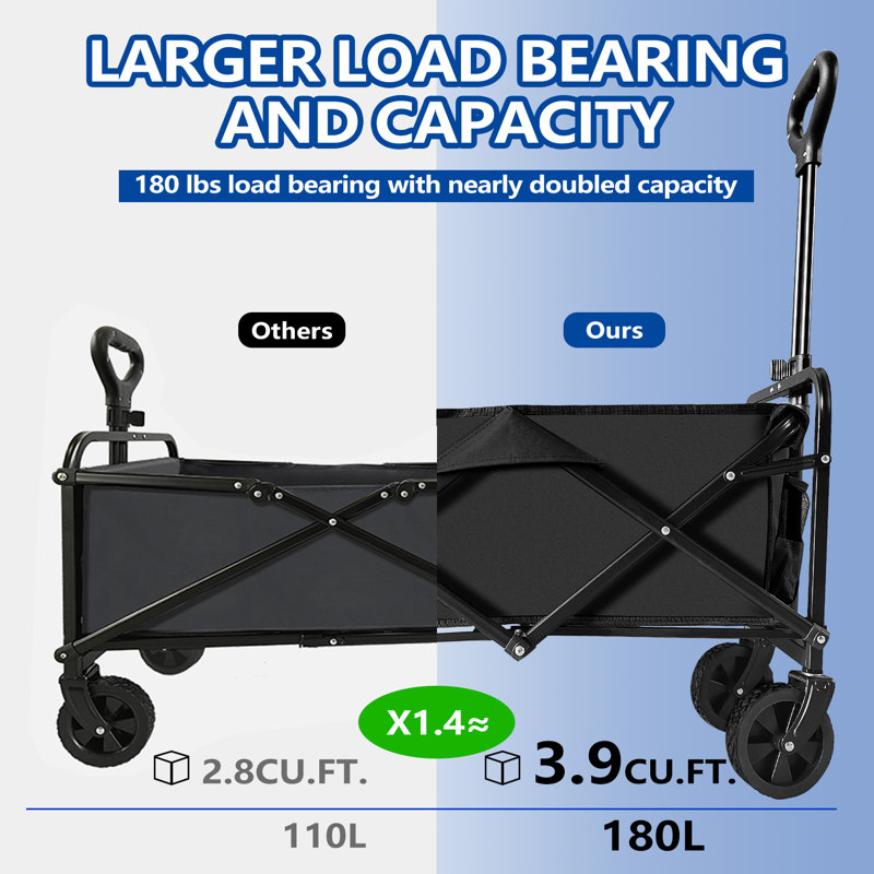 180L Collapsible Wagon, Black