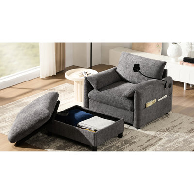 Chenille simple pour le salon, avec support pour téléphone réglable, rangement multifonctionnel, charge, poches latérales et accoudoirs en forme d'oreiller