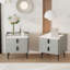 Ensemble de 2 tables de chevet, table de chevet avec 2 tiroirs et plateau de table en marbre, table d'appoint moderne-1764904113