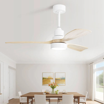 Ventilateur de plafond en bois massif 48 pouces avec moteur à courant continu réversible 6 vitesses à intensité variable