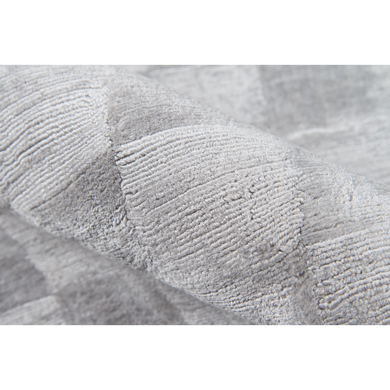 Tapis décoratif gris soie à carreaux Touffeté à la main Simkins, Rectangle 8 pi 6 po x 11 pi 6 po