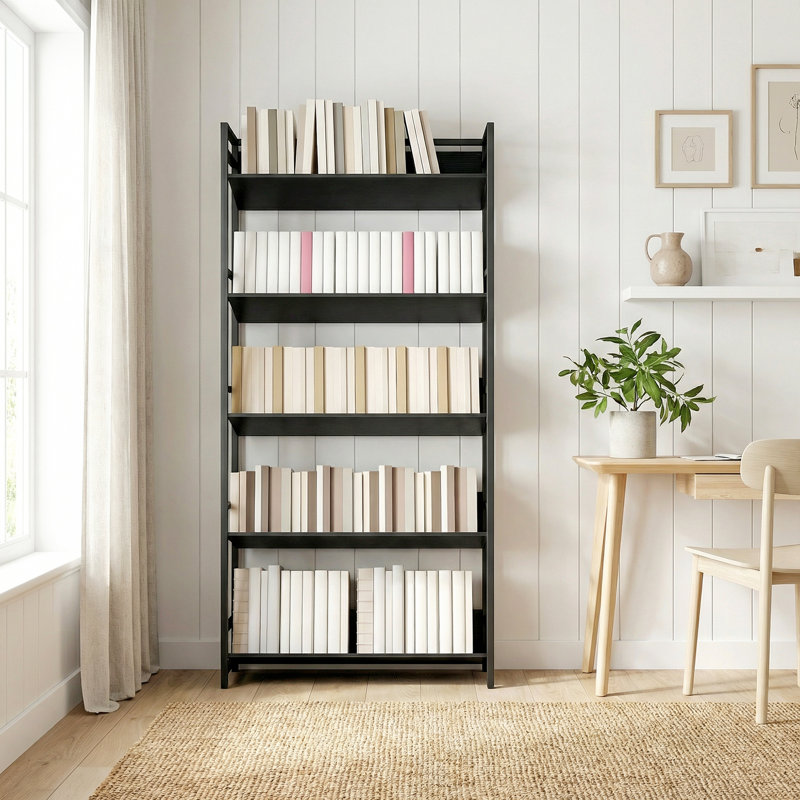 174cm H x 80cm W Steel Bookcase, Black