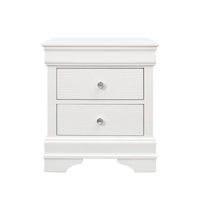 Table de chevet en bois massif et blanc de style contemporain avec tiroir en cristal l 13 po x P 10,5 po H, quincaillerie