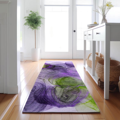 Premium Machine Washable Cerrito AMF513 Purple Rug