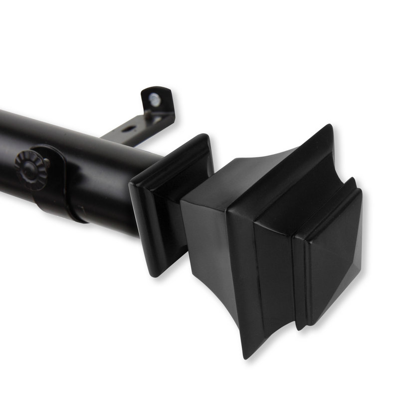 Ballance Steel Adjustable 1.5'' Single Curtain Rod, Black, 48" - 84" W