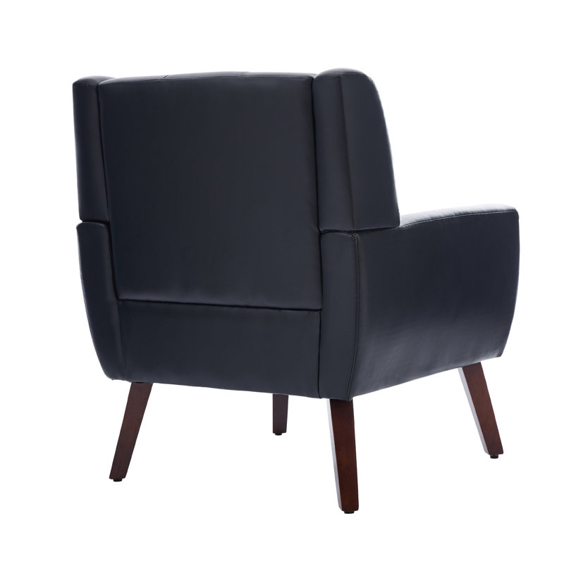 Fauteuil d'appoint revêtu de similicuir 28,3 po Davey, Similicuir noir