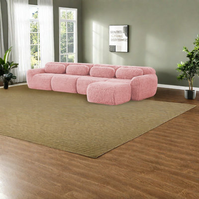 Canapés modulaires rose moelleux, conception ergonomique sans assemblage pour le salon