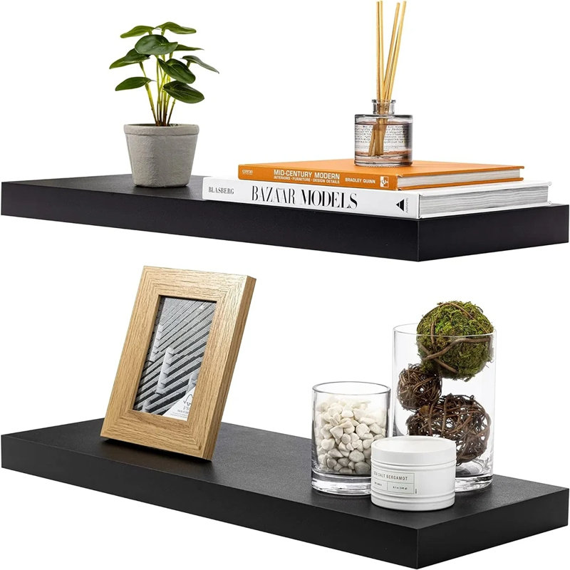 24" Floating Shelves with Invisible Mounting, Black