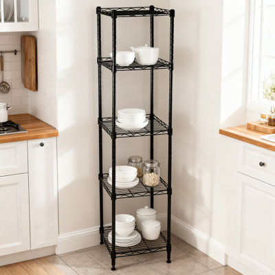 5-Tier Heavy Duty Wire Shelving Unit With Adjustable Shelves, Versatile Storage Rack For Laundry Room, Kitchen, Pantry, Bathroom And Closet Organization
