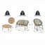 Ensemble de conversation d'extérieur 4 pièces avec causeuse, 2 fauteuils et table basse en bois d'acacia-1292833352