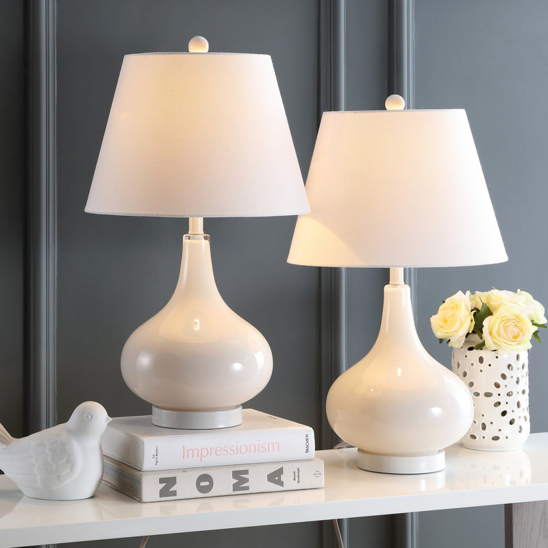 Akeim Glass Table Lamp, Pearl Gray