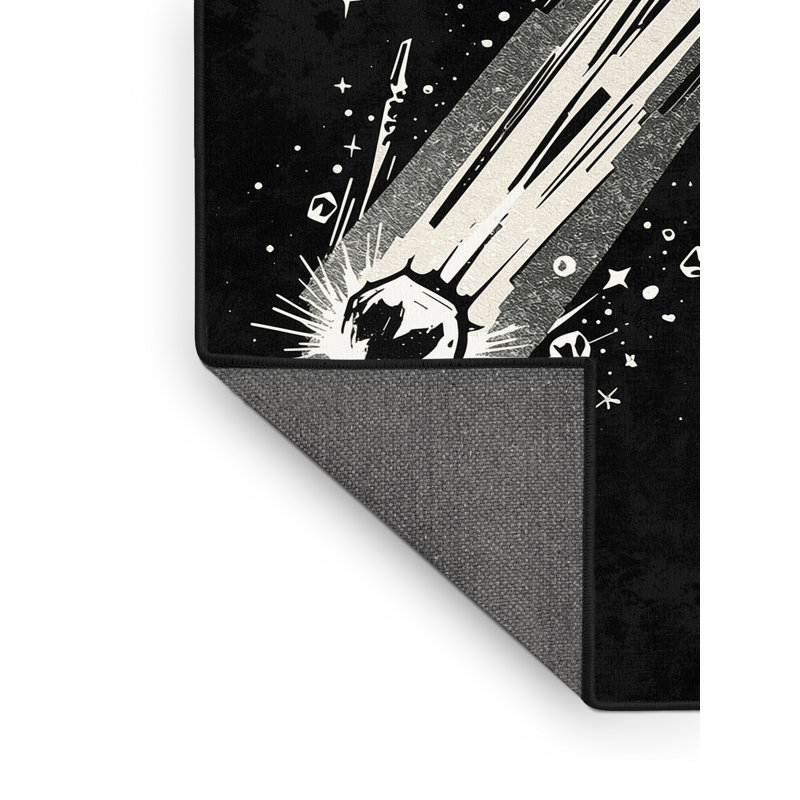 Tapis gris doux et moelleux Evart Bold & Eclectic Modern Starburst, 7 x 9