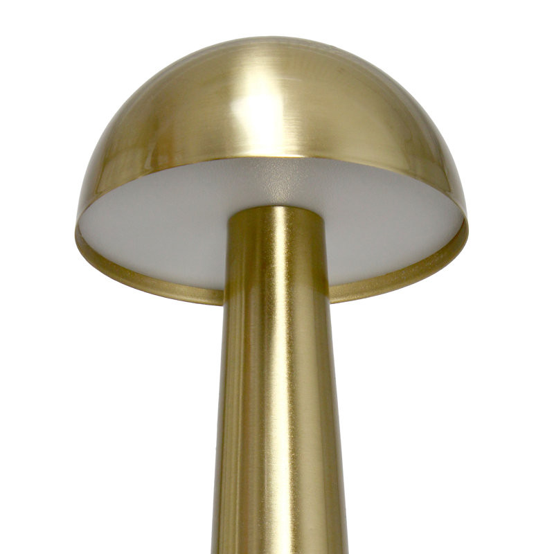 Gold Mini Metal Mushroom Cordless Touch Desk Lamp