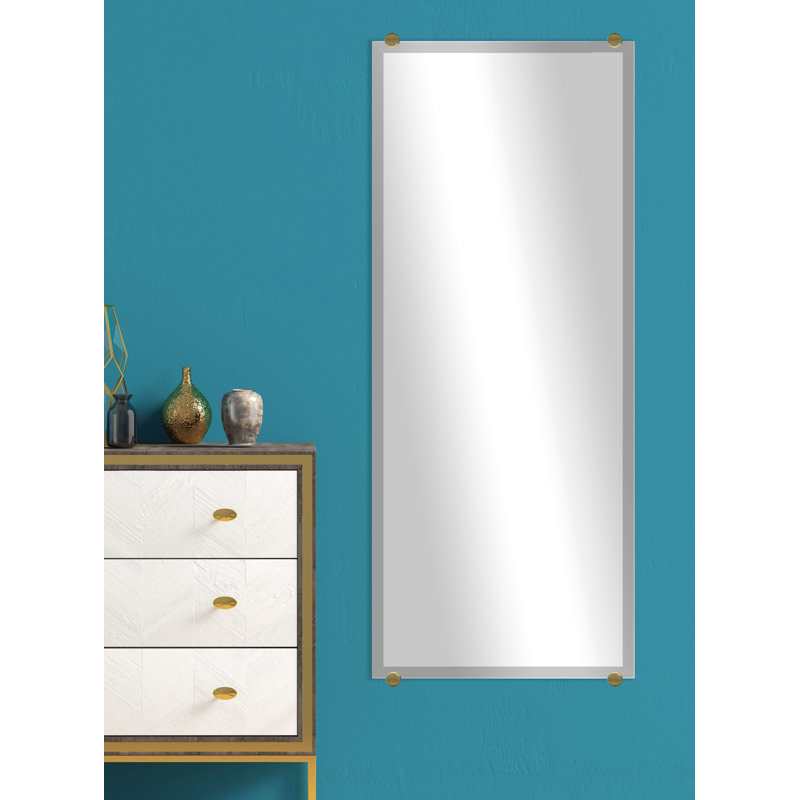 Mansell Beveled Frameless Wall Mirror, Brass, 56" H x 36" W