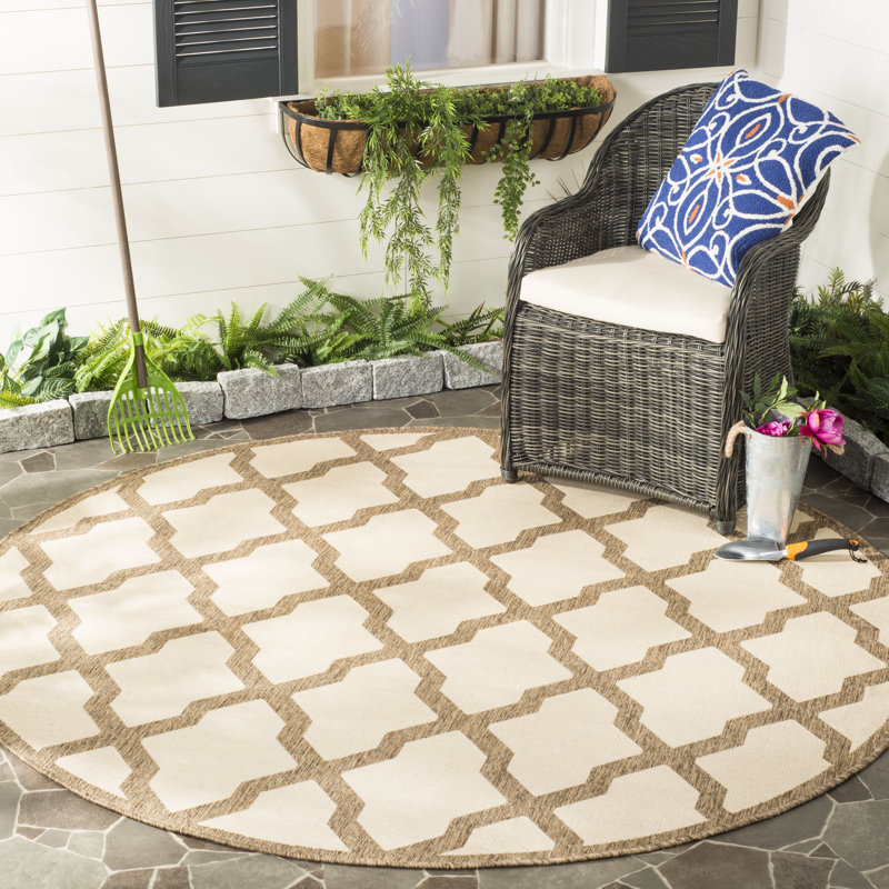 Barrister Geometric Hand Woven Indoor / Outdoor Area Rug, Square 201 cm