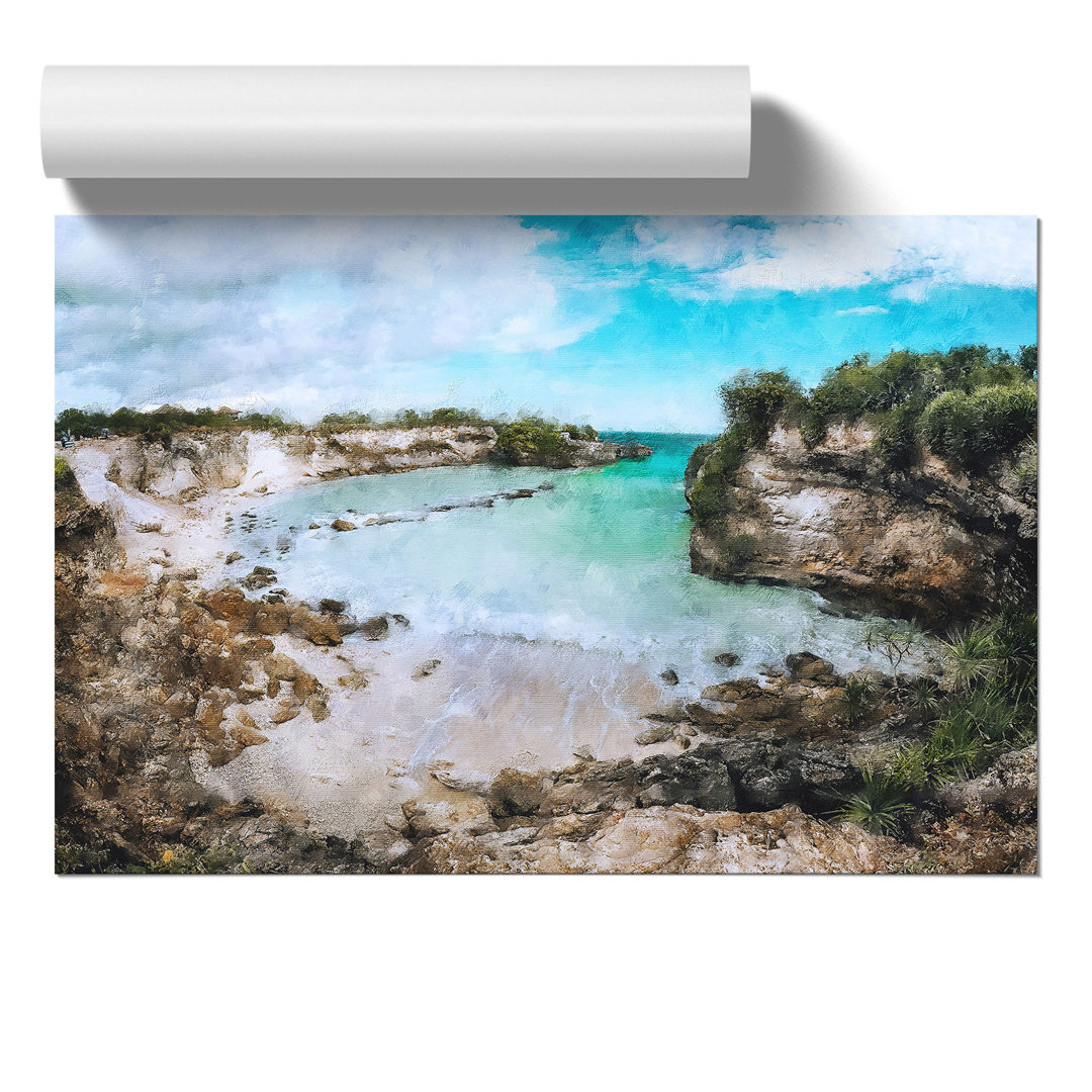 Beach on Nusa Ceningan Island in Indonesia Painting - Frameless Print