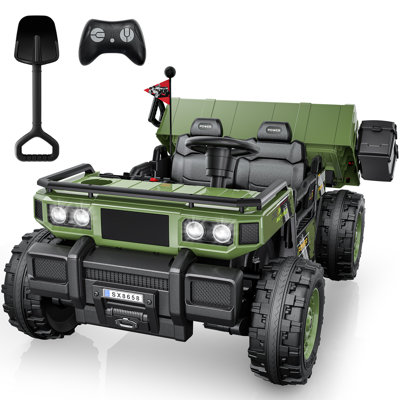 Camion à benne électrique Dearauto 24V 4x4 style militaire, 2 places, 400W, pour enfants de 3 à 8 ans.