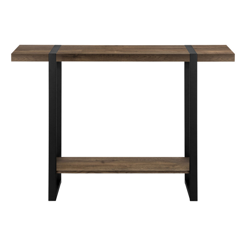 Accent Table, Console, Entryway, Narrow, Sofa, Living Room, Bedroom, Brown Laminate, Black Metal, Brown