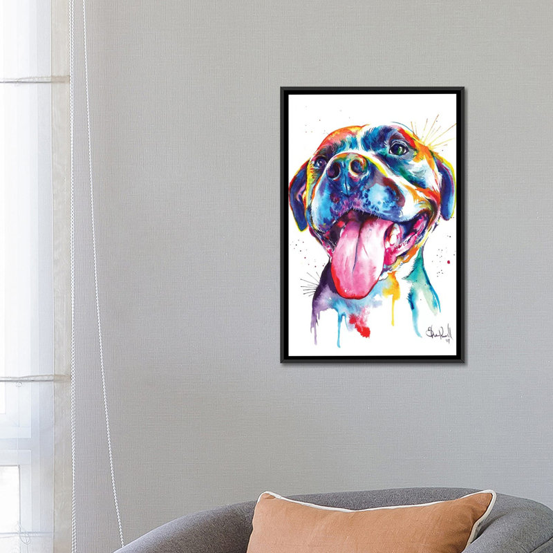 « pitbull », impression sur toile, H 60 po x l 40po x P 1,5 po, Toile avec cadre noir, Pas de tapis