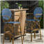 Ensemble de 2 tabourets de bar d'extérieur en osier et aluminium 29,5 po, bleu marine, imprimé bambou