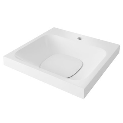 Modulus 28.5" Tall White Solid Surface Square Drop-in Bathroom Sink