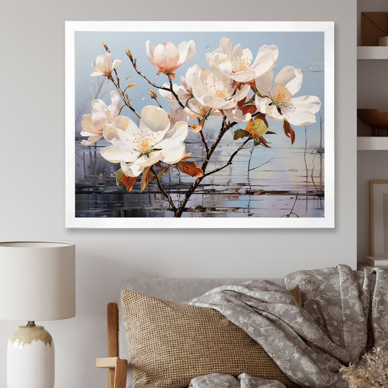 «Luxurious Magnolia Tranquility II», reproduction sur toile, Cadre simple blanc, H 12 po x l 20 po x P 1 po