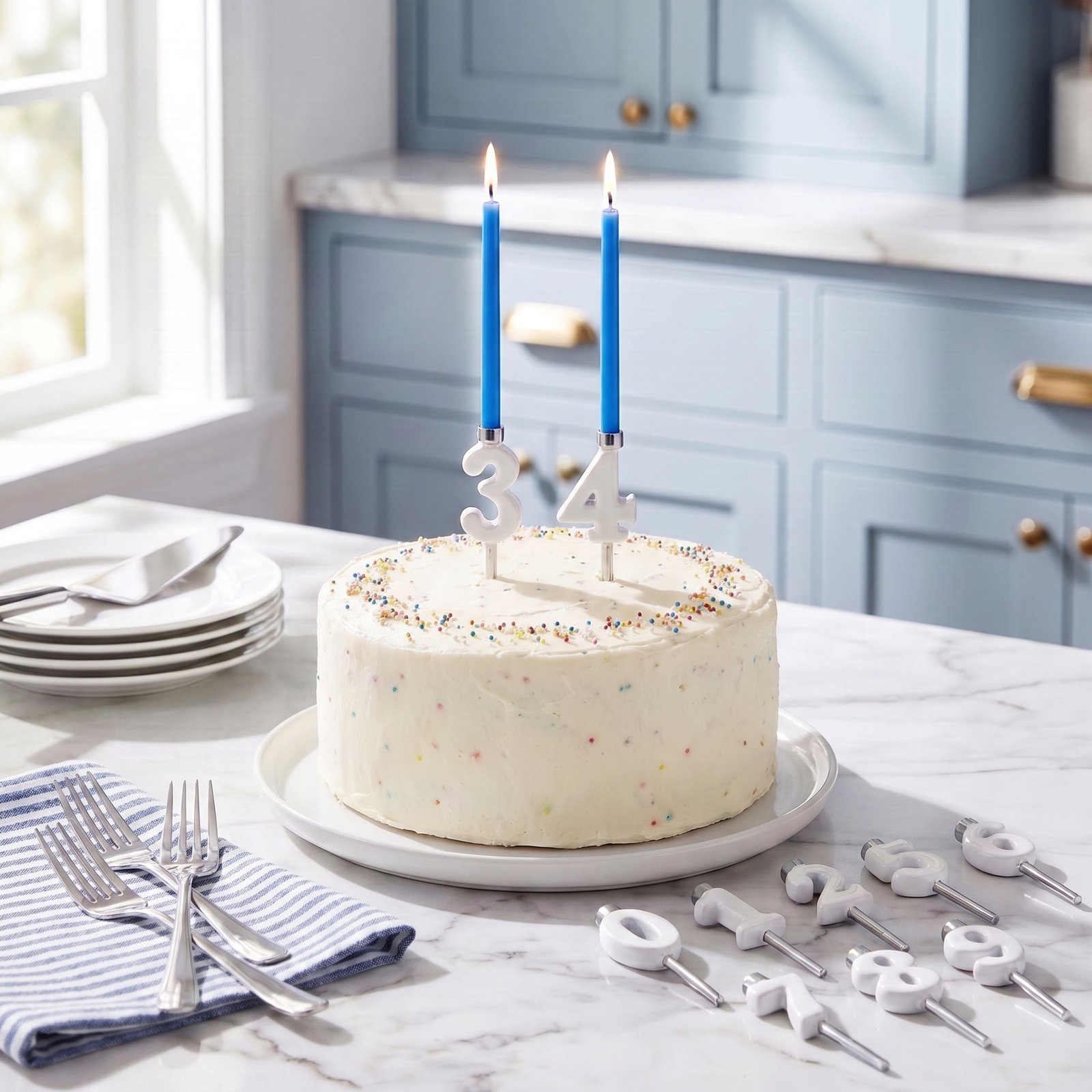 Let's Celebrate Candlestick Holder, White