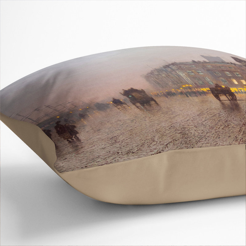 Street Scene Square Throw Cushion, Stone, 40cm H x 40cm W x 15cm D