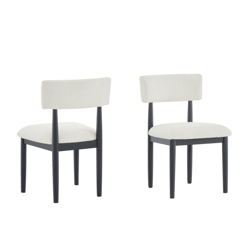 Ebern Designs Kareem Boucle Upholstered Dining Chairs, Matte Black