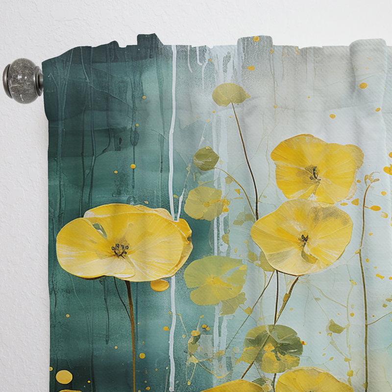 «Yellow», bouton d'or jaune, fleurs, beauté I - rideau traditionnel - velours obscurcissant - 1 panneau, L 52 po x L 90 po