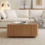 Table basse carrée avec tiroirs de rangement, table basse moderne en bois avec plateau en verre, tables de centre de table de thé pour le salon