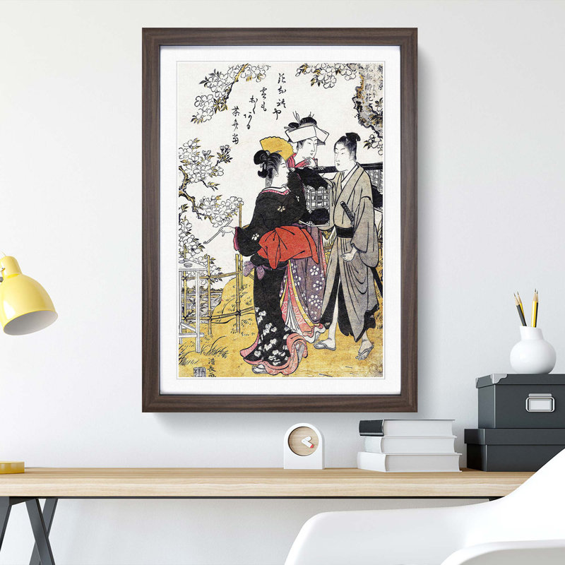 Drunk with Flowers by Torii Kiyonaga - Picture Frame Painting Print, Walnut Framed, 48cm H x 36cm W x 2cm D