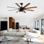 Ventilateur de plafond 66 pouces avec moteur à courant continu réversible à 6 vitesses et 8 pales