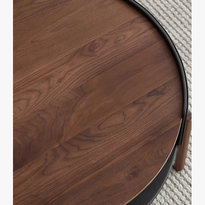 Round Solid Wood Coffee Table, Brown