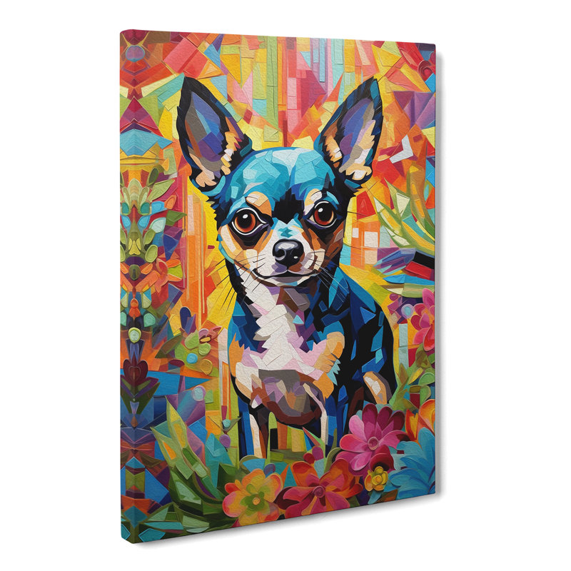 Chihuahua Hard Edge Painting - Wrapped Canvas, 60cm H x 40cm W x 3cm D